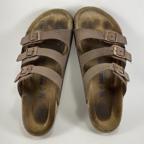 Birkenstock Florida Sandals Womens Size 42 US Size 11-11.5 Brown Leather Soft FB - Picture 6 of 10